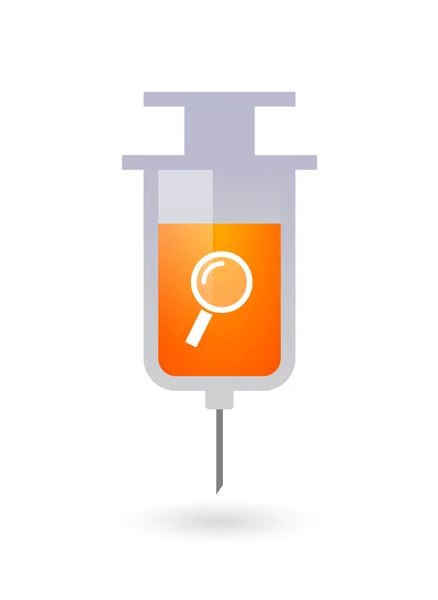 Isolated syringe icon with a magnifier — Stock Vector