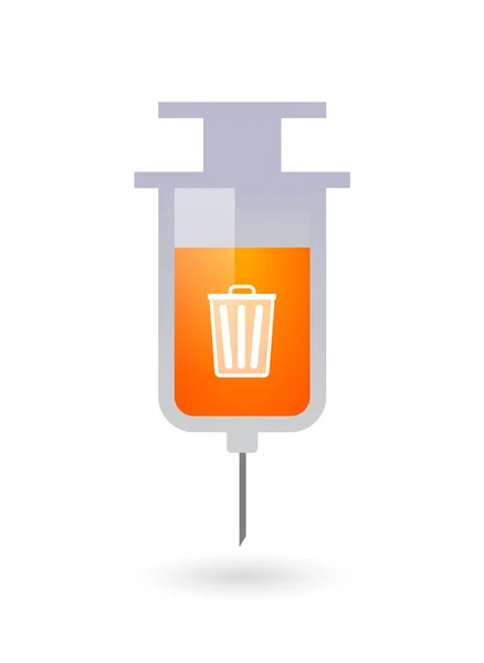 Isolated syringe icon with a trash can — Stock Vector