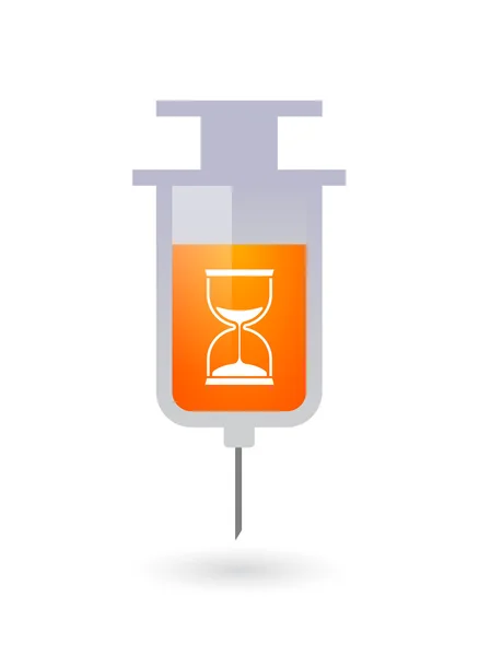 Isolated syringe icon with a sand clock — Stock Vector