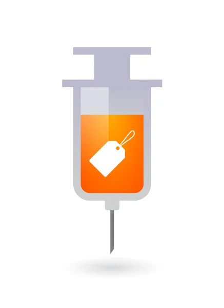 Isolated syringe icon with a label — Stock Vector