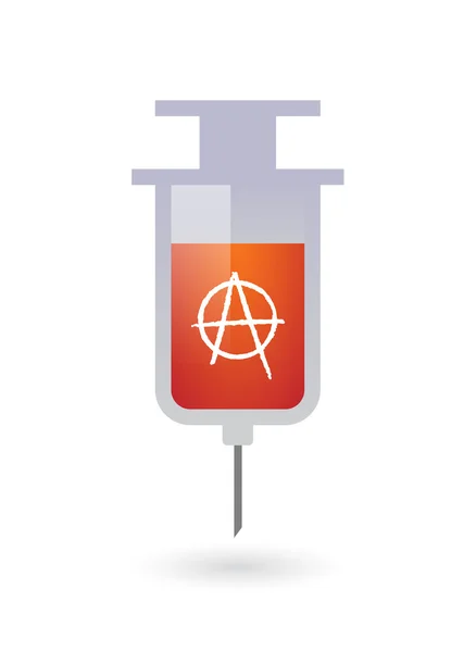 Isolated syringe icon with an anarchy sign — Stock Vector