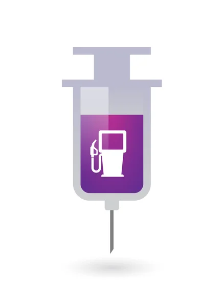 Isolated syringe icon with a gas station — Stock Vector