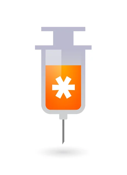 Isolated syringe icon with an asterisk — Stock Vector