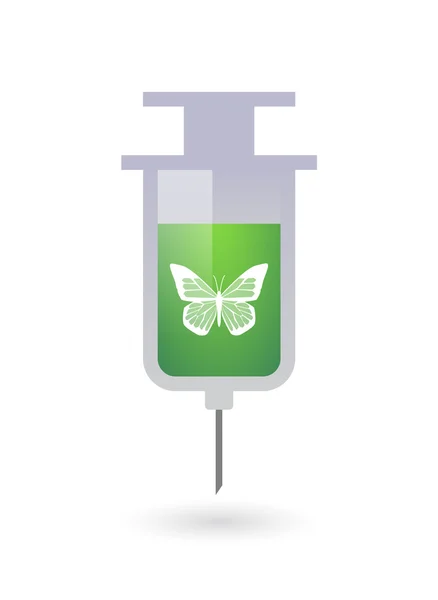 Isolated syringe icon with a butterfly Stock Illustration