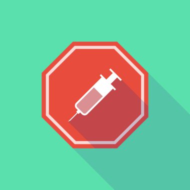 Uzun gölge stop sinyali bir şırınga ile