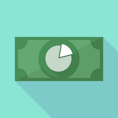 Uzun bir pasta grafiği ile gölge banknot simgesi