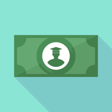 Uzun bir öğrenci ile gölge banknot simgesi