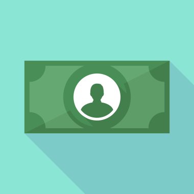 Uzun gölge banknot simgesi bir erkek avatar ile