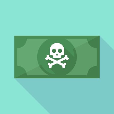 Uzun bir kafatası ile gölge banknot simgesi