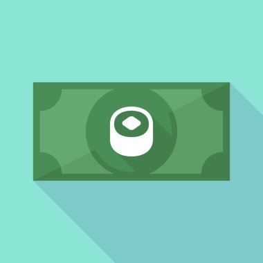 Uzun gölge banknot Icon sushi bir parça ile