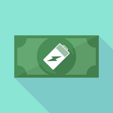 Uzun gölge banknot simgesi bir batarya ile