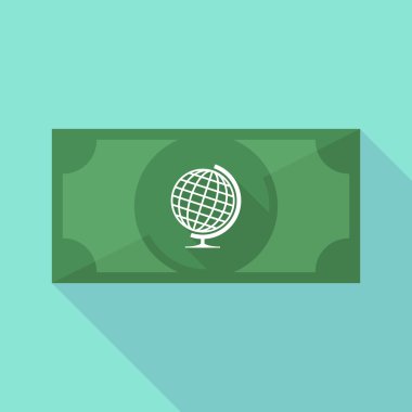 Uzun gölge banknot simgesi dünya Küre