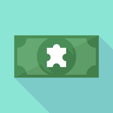 Bir bulmaca parçası uzun gölge banknot simgesi