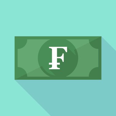 Uzun bir İsviçre Frangı işaret ile gölge banknot simgesi