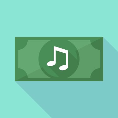 Uzun bir not müzik ile gölge banknot simgesi