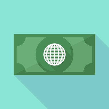 Uzun gölge banknot simgesi dünya Küre