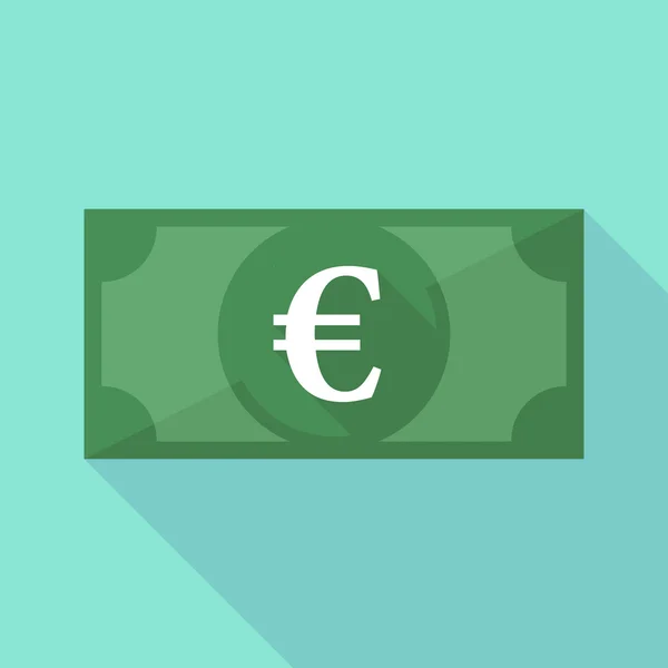 Ícone de notas de sombra longa com um sinal de euro — Vetor de Stock