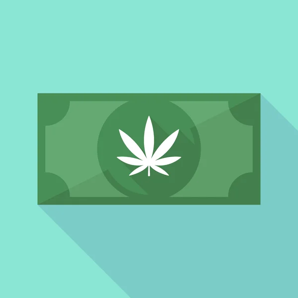 Uzun gölge banknot simgesi bir marihuana yaprağı