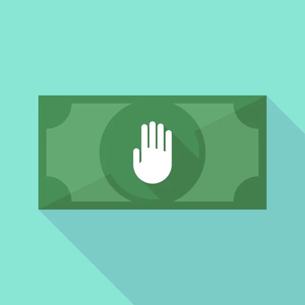 Long shadow banknote icon with a hand — Stock Vector