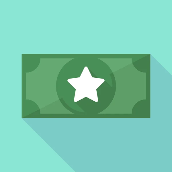 Lange schaduw bankbiljet pictogram met een ster — Stockvector