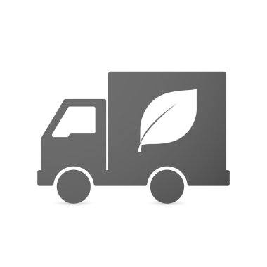 Bir yaprak ile izole teslimat kamyonu simgesi
