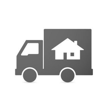 Bir ev ile izole teslimat kamyonu simgesi