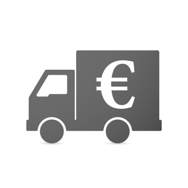 İzole teslimat kamyonu simgesini euro işareti