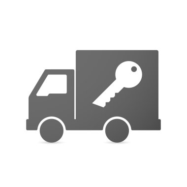 İzole teslimat kamyonu simgesi ile bir anahtar