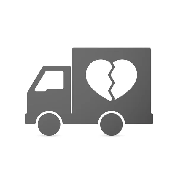 Isolée icône de camion de livraison avec un cœur brisé — Image vectorielle