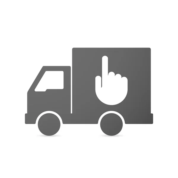 Isolated delivery truck icon with a pointing hand — Stock Vector