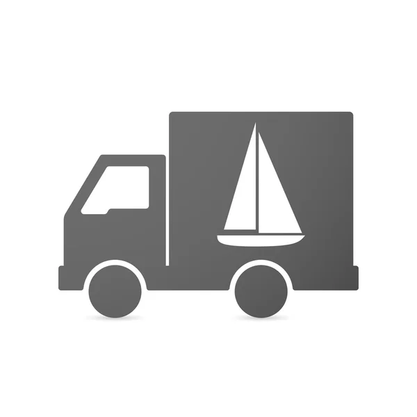 Icono de camión de reparto aislado con un barco — Vector de stock