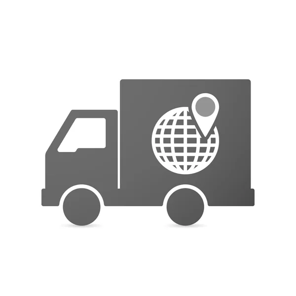 Isolated delivery truck icon with a world globe — Stock Vector