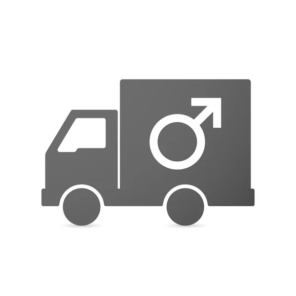 Isolé icône de camion de livraison avec un signe masculin — Image vectorielle
