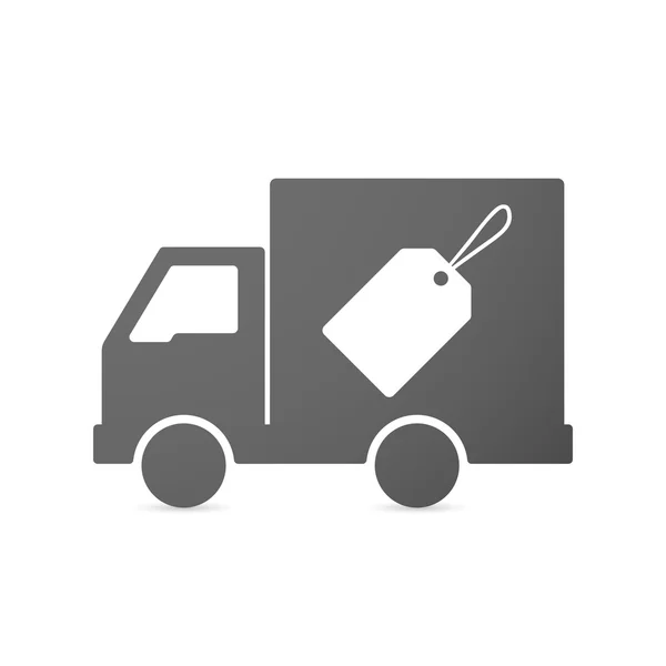 Isolée icône de camion de livraison avec une étiquette — Image vectorielle