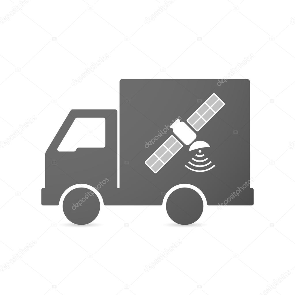 Isolated delivery truck icon with a satellite