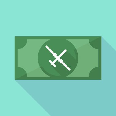 Uzun bir savaş uçağı ile gölge banknot simgesi