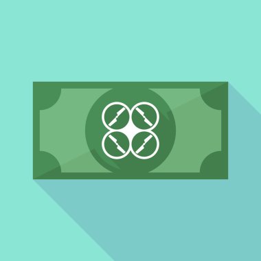 Bir dron uzun gölge banknot simgesi