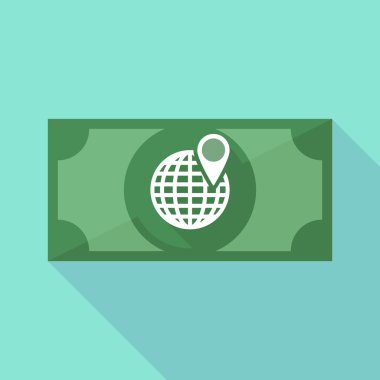 Uzun gölge banknot simgesi dünya Küre