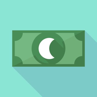 Uzun bir ay ile gölge banknot simgesi