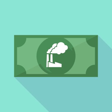 Uzun bir fabrika ile gölge banknot simgesi