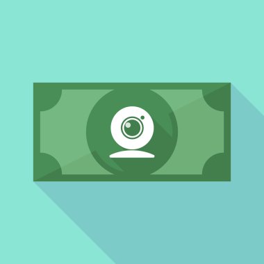 Uzun gölge banknot simgesi bir web kamerası ile