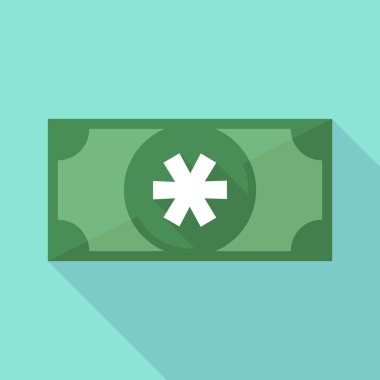 Uzun bir yıldız işareti ile gölge banknot simgesi