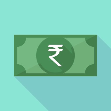 Uzun gölge banknot simgesi Rupisi işaretiyle