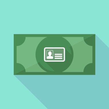 Uzun bir kimlik kartı ile gölge banknot simgesi