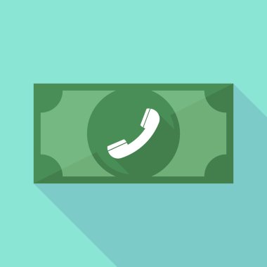 Uzun bir telefon ile gölge banknot simgesi
