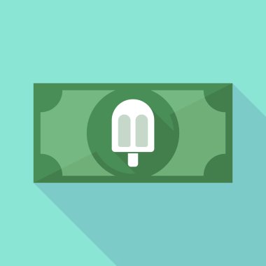 Uzun gölge banknot simgesi bir dondurma ile