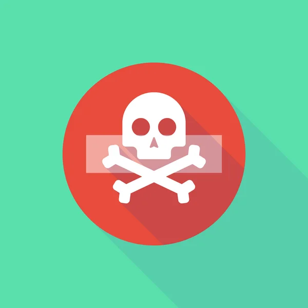 Long shadow do not enter icon with a skull — Stock Vector