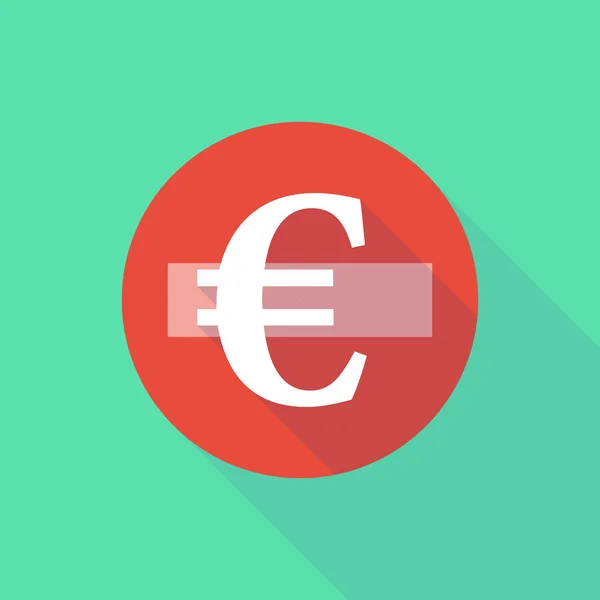 Long shadow do not enter icon with an euro sign — Stock Vector
