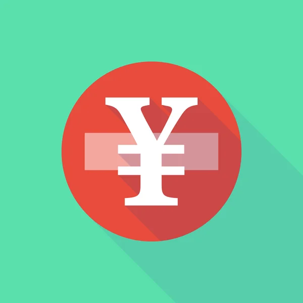Long shadow do not enter icon with a yen sign — Stock Vector