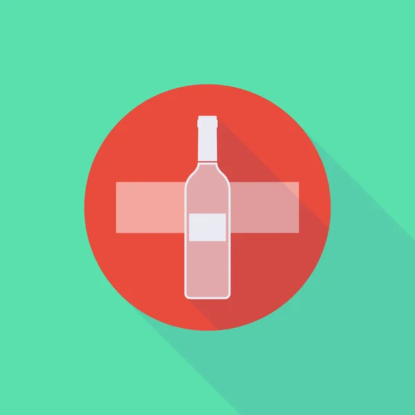 La sombra larga no entra en el icono con una botella de vino — Vector de stock